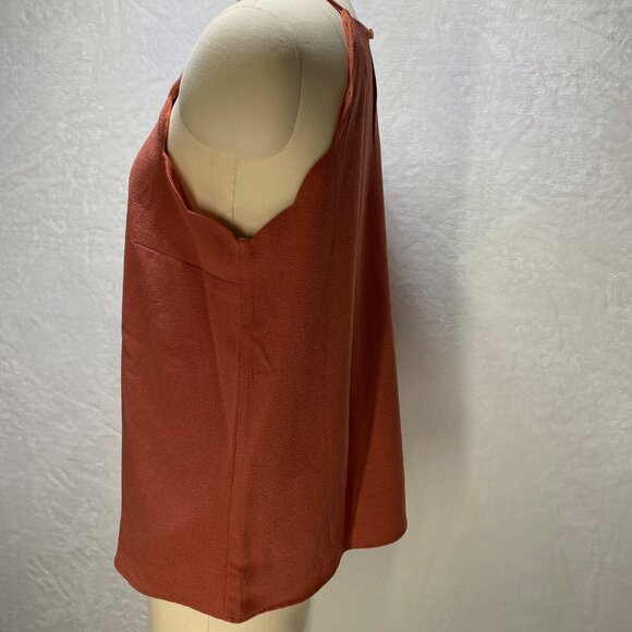 Monteau Los Angeles L Womens‎ Scalloped Rust Sleeveless Top Elegant - Picture 4 of 10